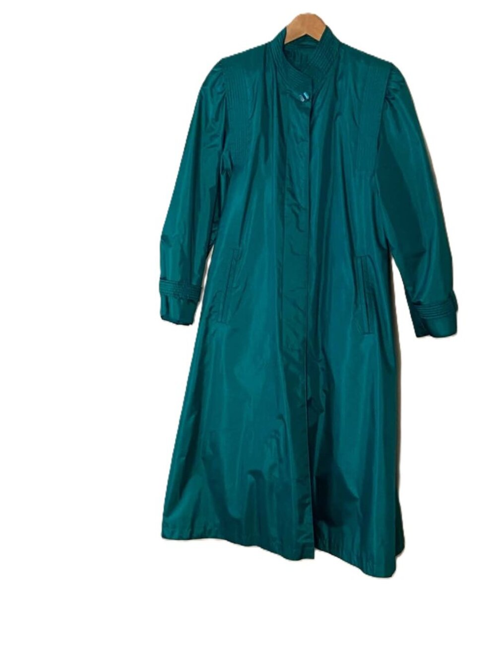 VTG 80s Chiango Fleet Street Green Trench Raincoat Liner Belted Women's Size 8